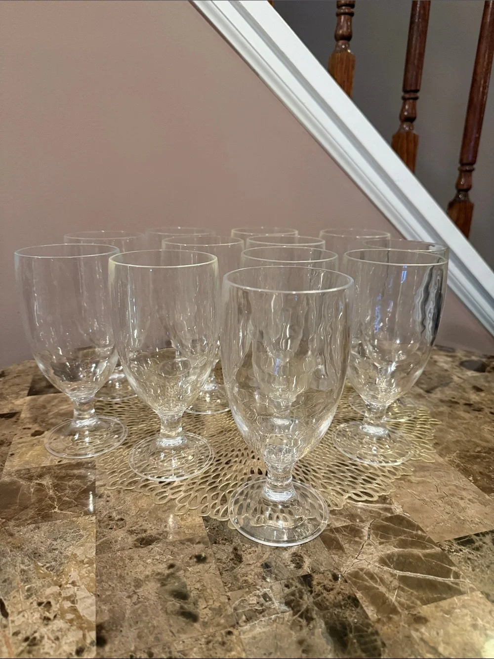 Textured Acrylic Footed Goblet, Tumbler, Ice Tea, Cocktail Glass - Set of 12
